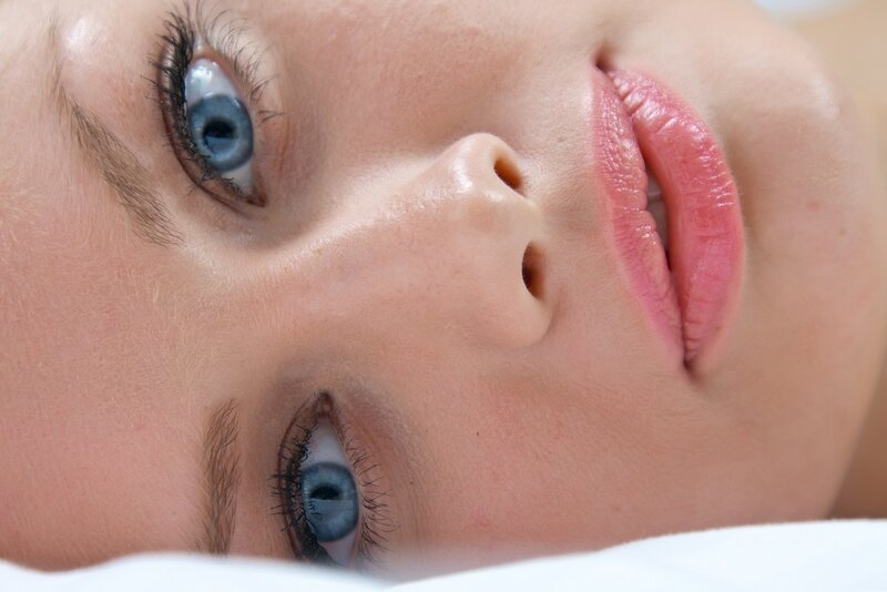 Close-up of Woman's Face — Blue, Calm, Photograph