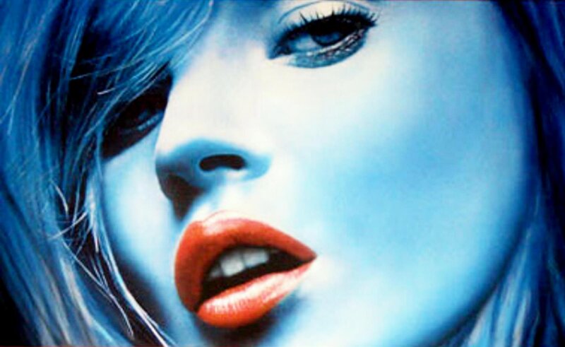 Close-up of Woman's Face — Blue, Dramatic, Photograph, Lips