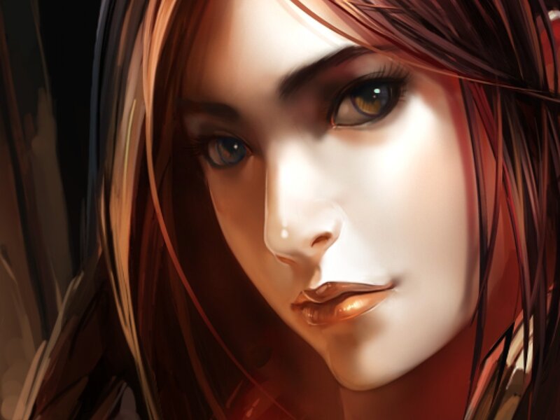Close-up of Woman's Face — Brown, Dramatic, Digital Art