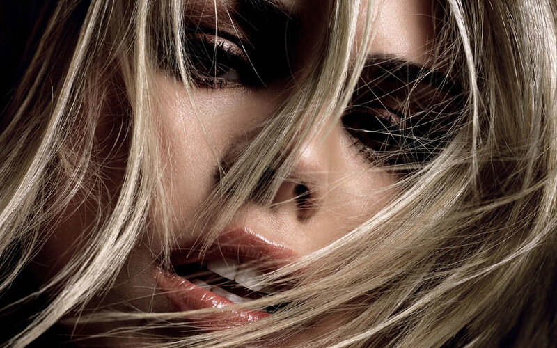 Close-up of Woman's Face — Brown, Dramatic, Photograph, Blonde Hair, Eyes