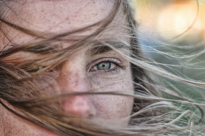 Close-up of Woman's Face — Brown, Intense