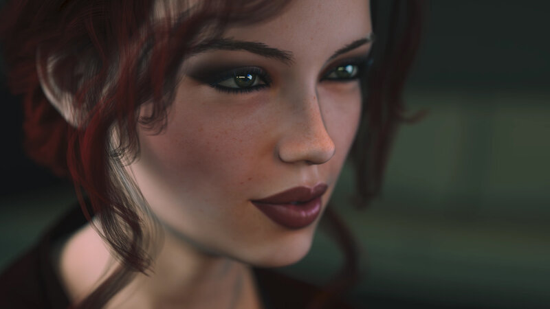 Close-up of Woman's Face — Brown, Neutral, 3d Render, Red Hair