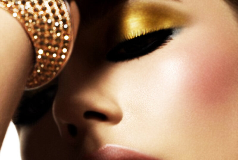 Close-up of Woman's Face — Gold, Dramatic