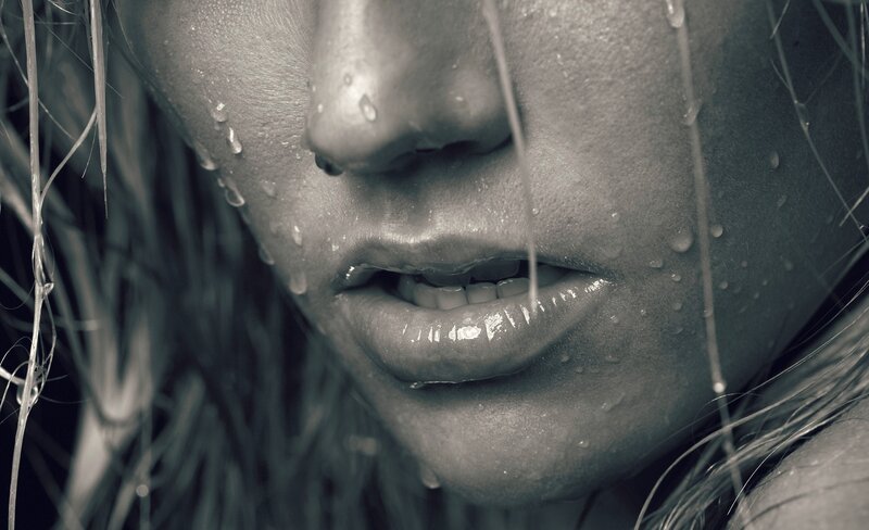 Close-up of Woman's Face — Gray, Dramatic