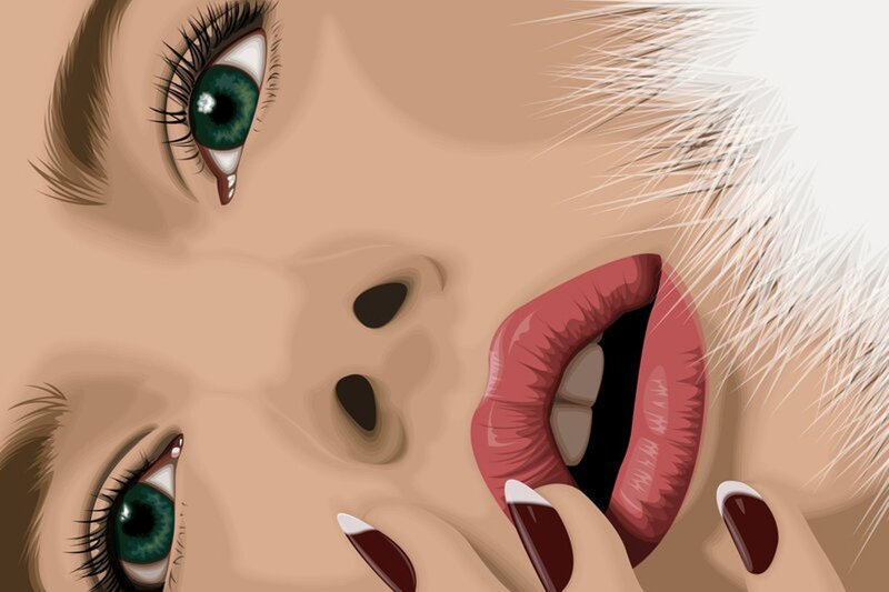 Close-up of Woman's Face — Pink, Dramatic