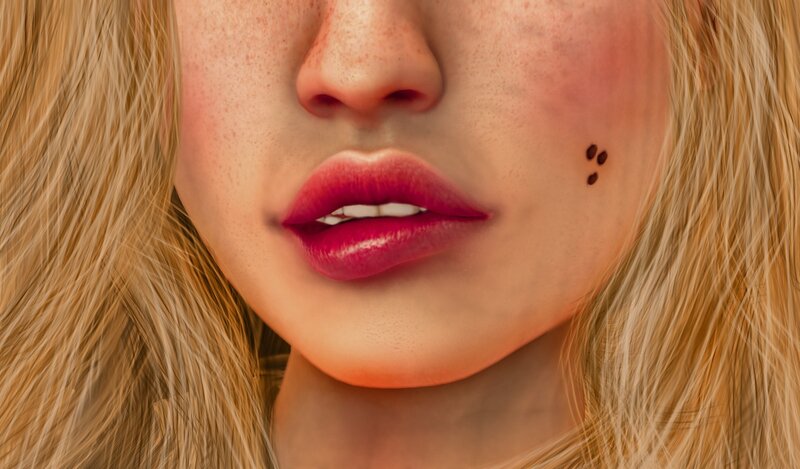 Close-up of Woman's Face — Pink, Neutral