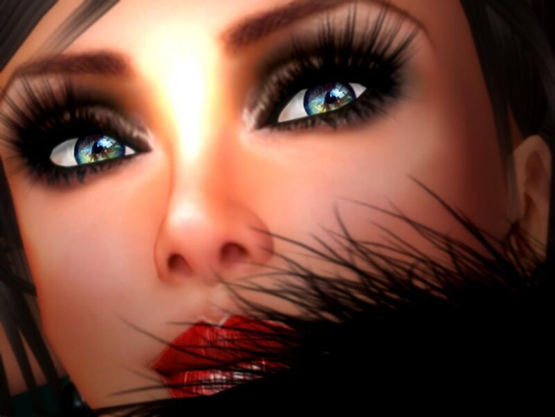 Close-up of Woman's Face — Red, Dramatic, Digital Art, Eyes