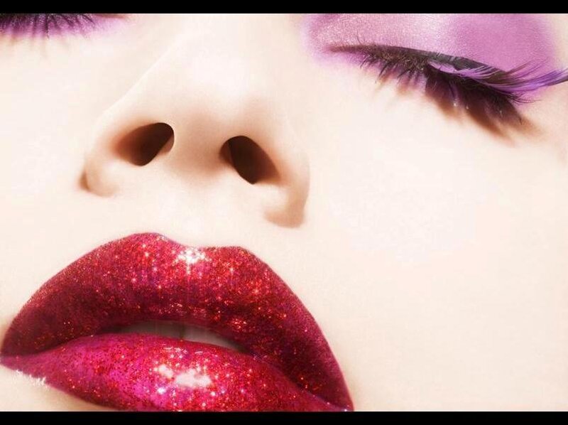Close-up of Woman's Face — Red, Dramatic, Photograph