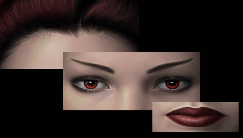 Close-up of Woman's Face — Red, Dramatic