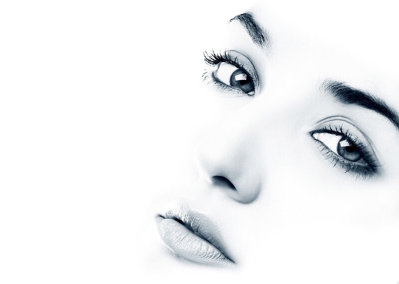 Close-up of Woman's Face — White, Dramatic, Photograph, Eyes, Eyebrows