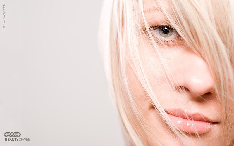 Close-up of Woman's Face — White, Neutral, Photograph, Blonde Hair, Eye