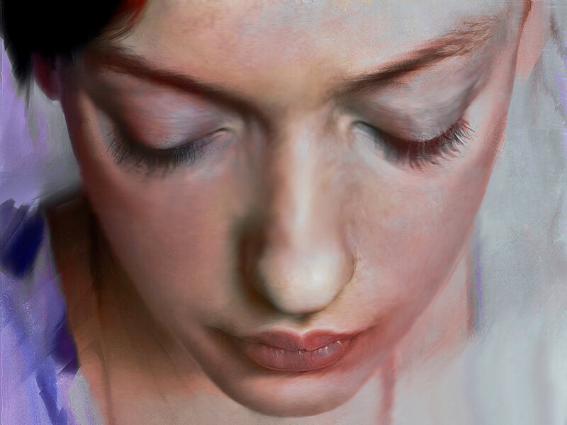 Close-up of Woman's Face — White, Serene
