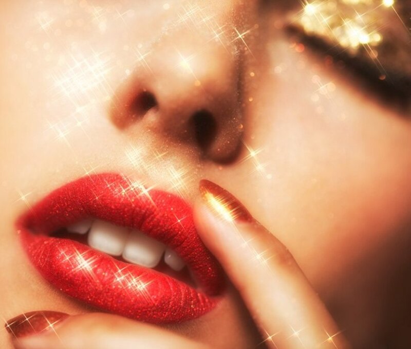 Close-up of Woman's Lips — Red, Glamorous