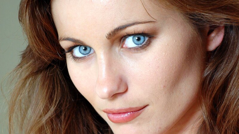 close-up of woman with blue eyes