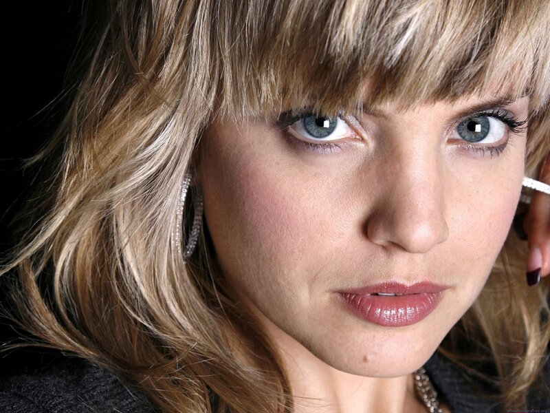 close-up of woman with blue eyes