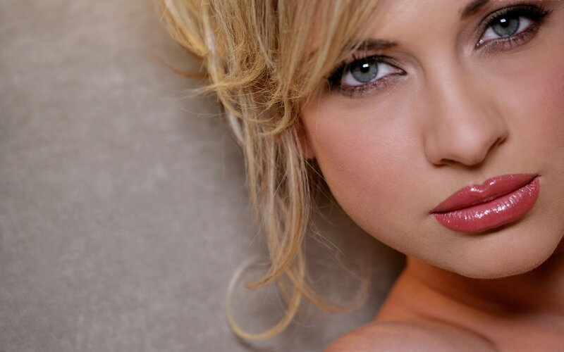 close-up of woman with blue eyes