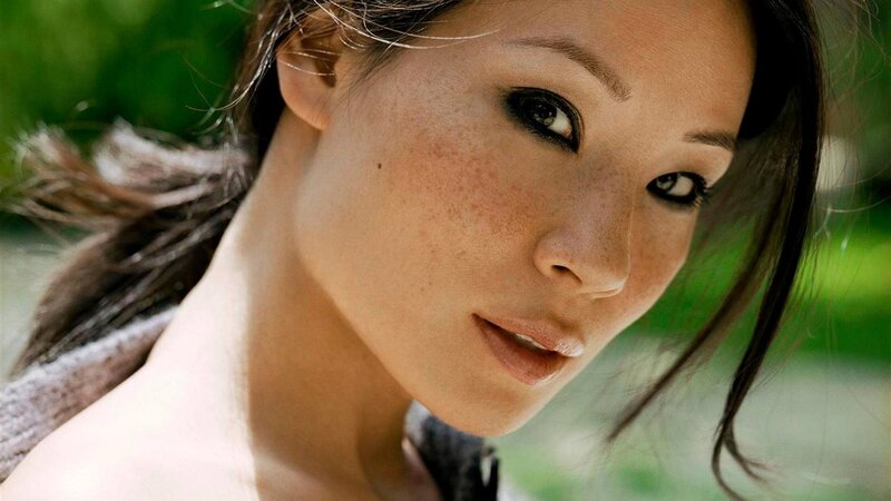 close-up of woman with freckles
