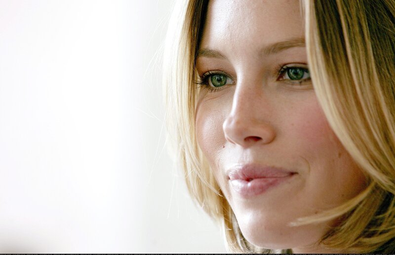 close-up of woman with green eyes