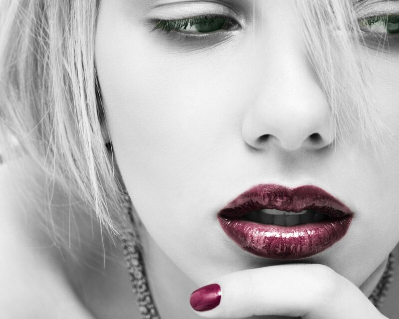 close-up of woman with red lips