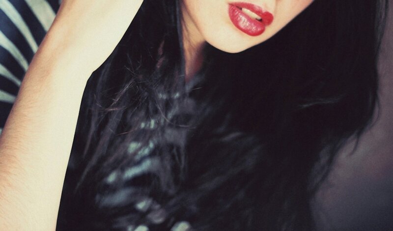 close-up of woman with red lipstick