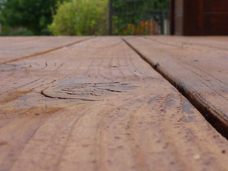 close-up of wooden deck planks