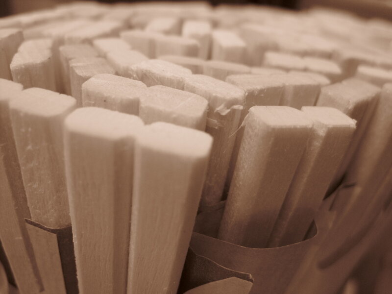 close-up of wooden sticks