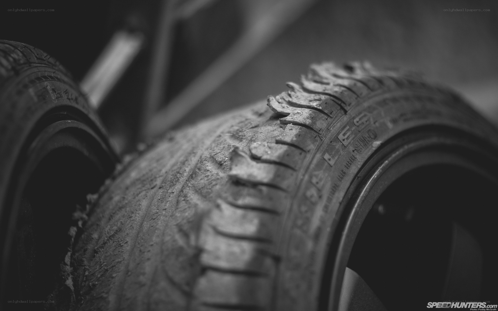 close-up of worn tires