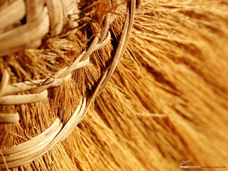 Close-up of woven straw basket