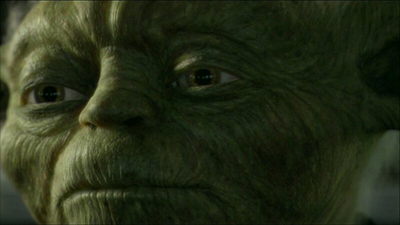 close-up of yoda's face