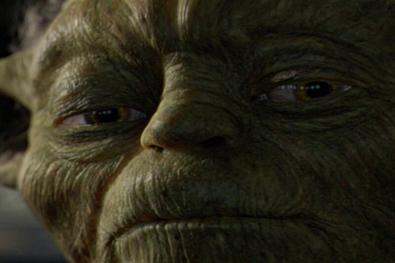 close-up of yoda's face