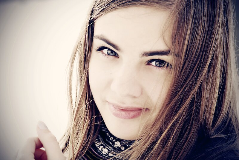close-up portrait of a young woman