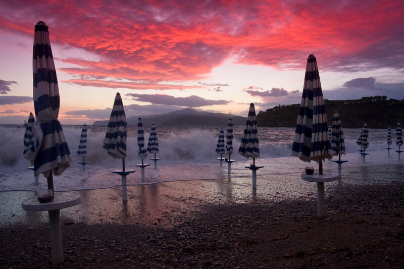 Closed Beach Umbrellas