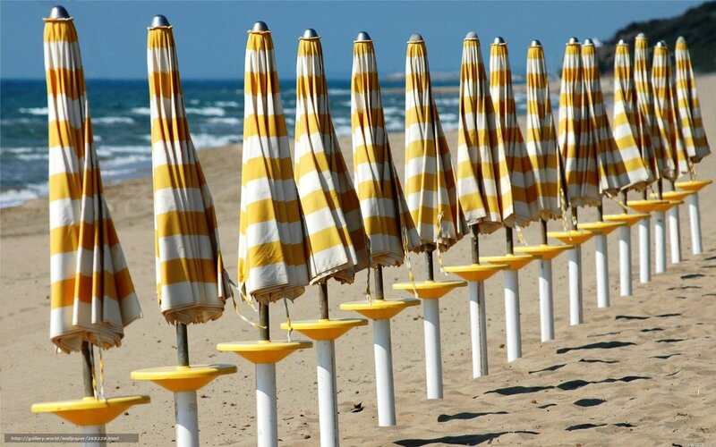 Closed Beach Umbrellas — Yellow