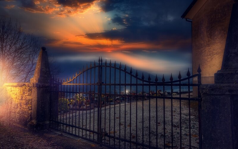 Closed Gate at Cemetery