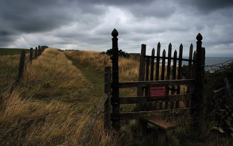 Closed gate on a coastal path