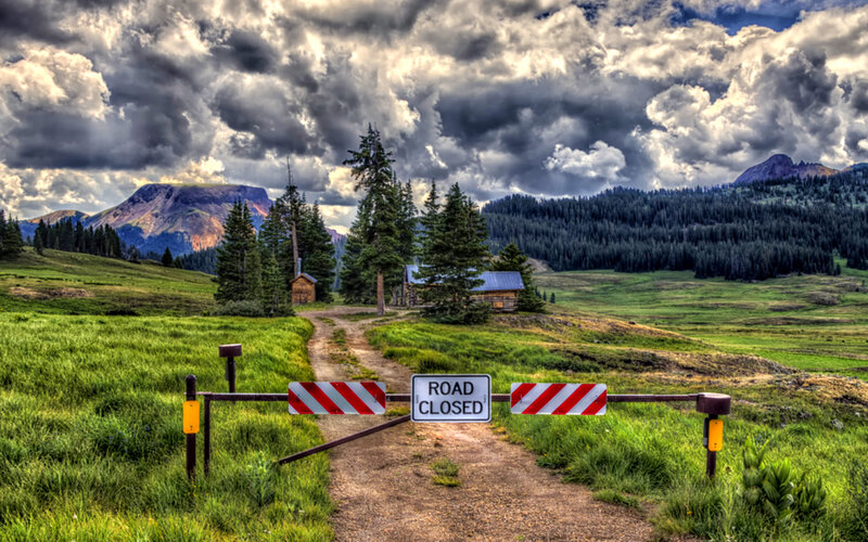 Closed Road in Mountains