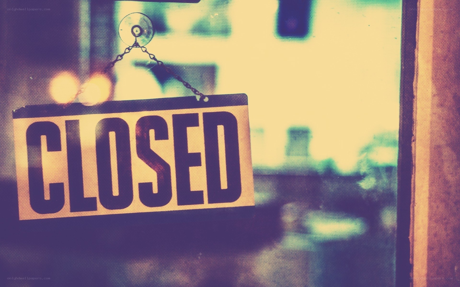 Closed sign on a shop window