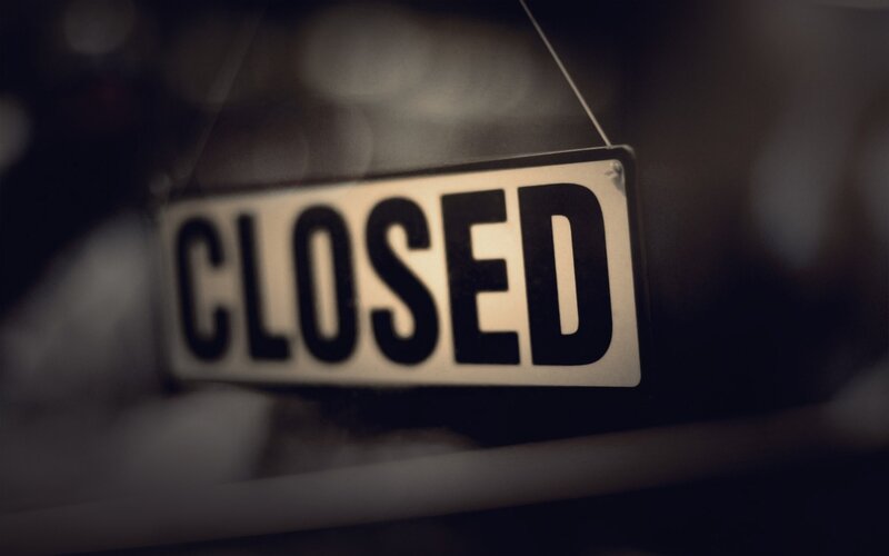 Closed Sign on Door — Black, Dramatic, Night