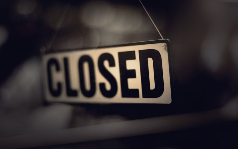 Closed Sign on Door — Black, Dramatic