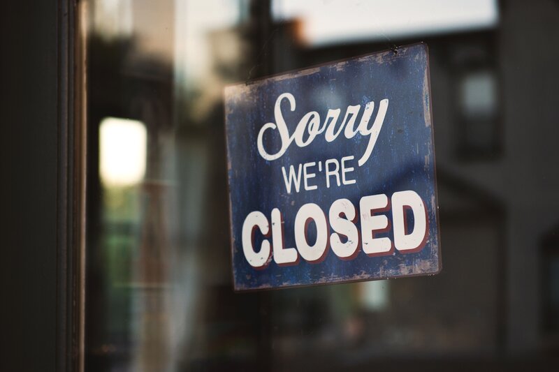 Closed Sign on Door — Blue