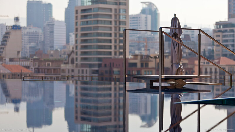 Closed Umbrella on Rooftop