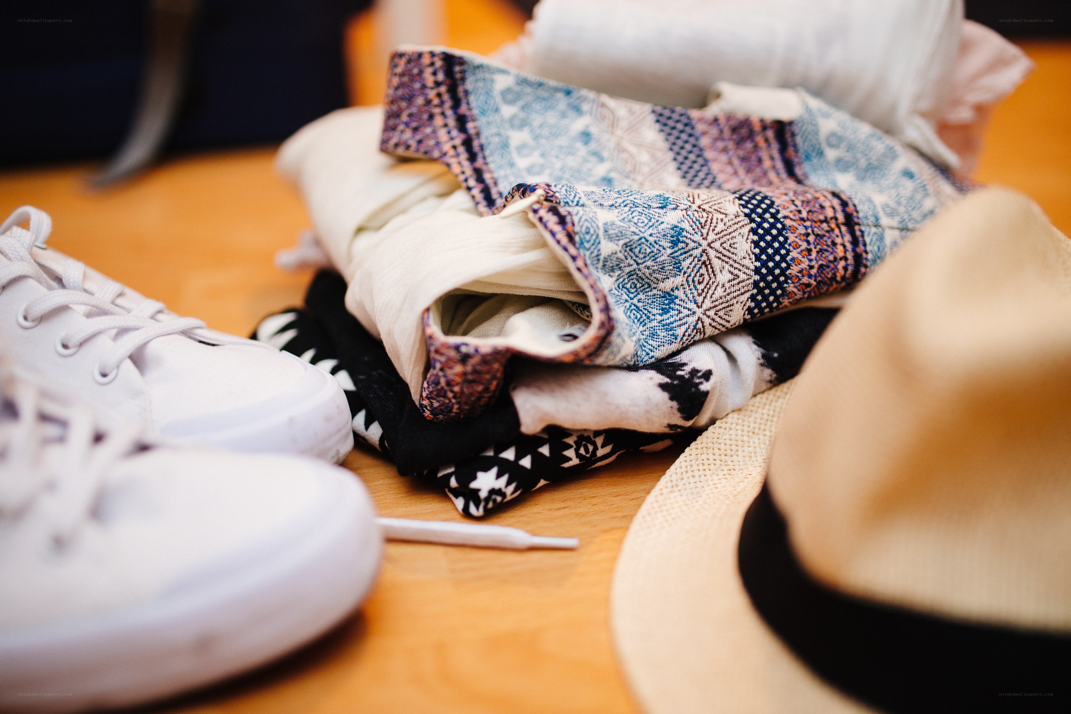 Clothes and shoes on floor