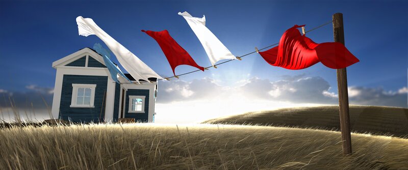 Clothes on a Clothesline — Blue