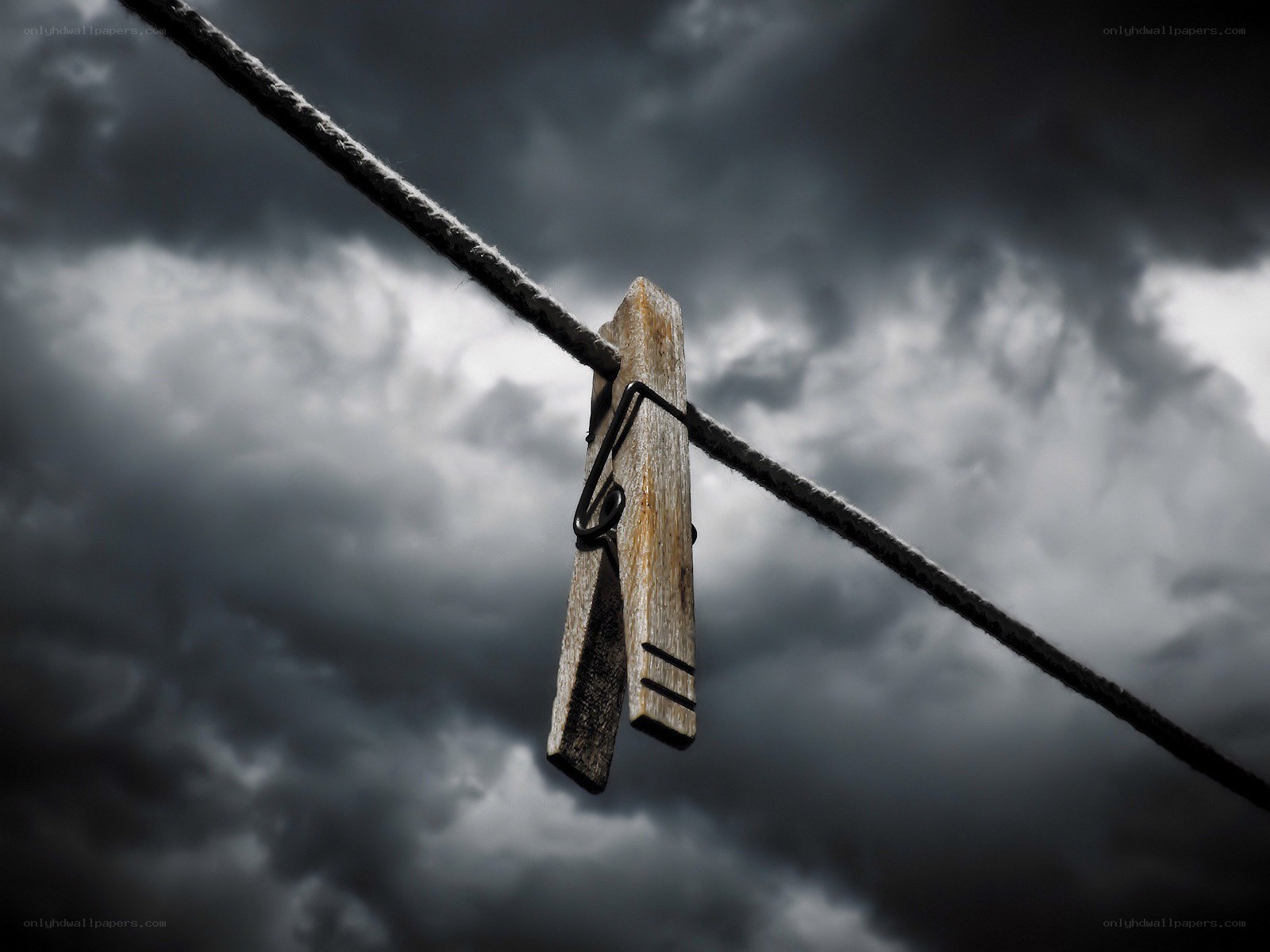 Clothespin on a stormy day