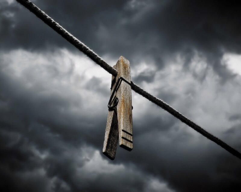Clothespin on a stormy day