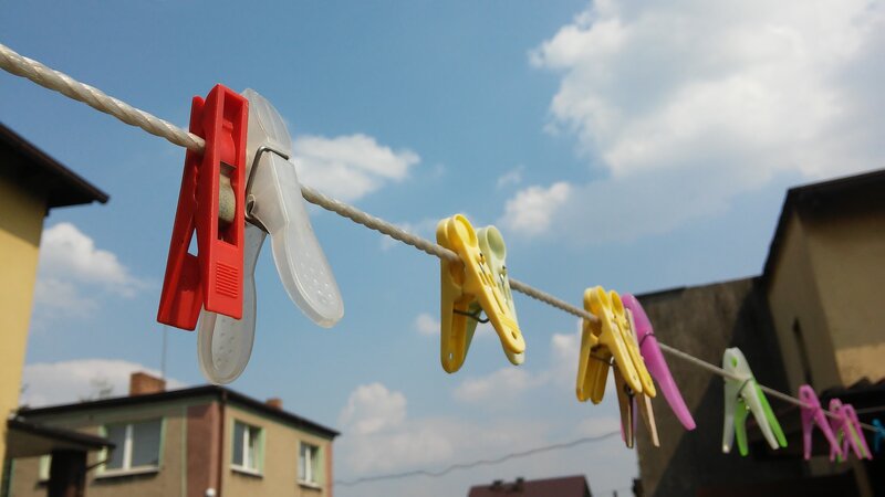 Clothespins on a Clothesline — Blue