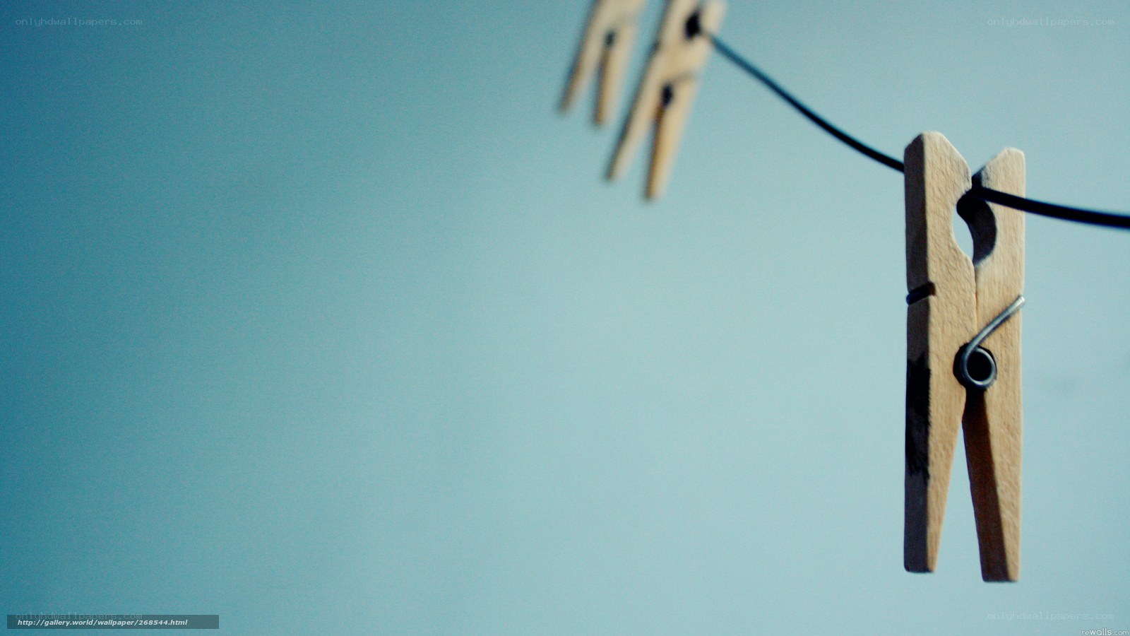 Clothespins on a clothesline