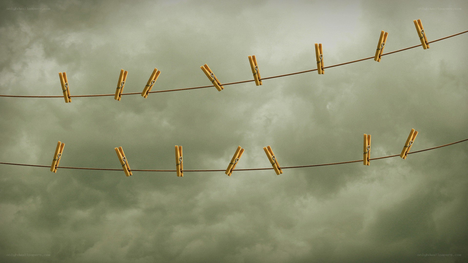 Clothespins on a line
