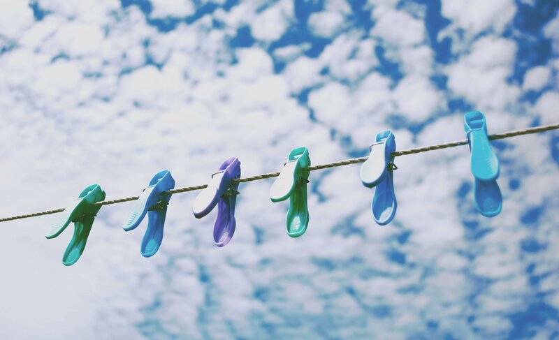 Clothespins on a Line — Blue, Serene
