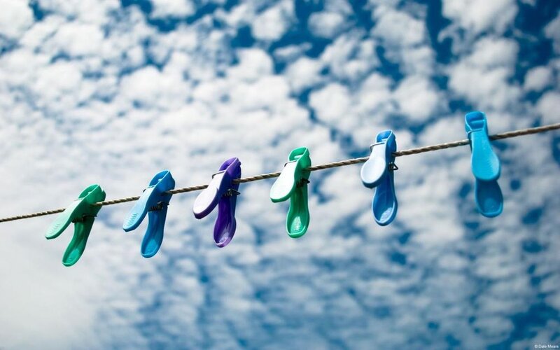 Clothespins on a Line — Blue